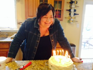 That's me blowing out the candles yesterday. 